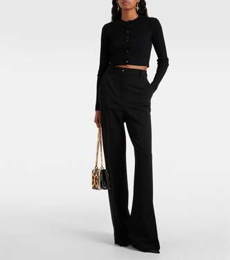 Ribbed-knit cropped cardigan in black - Dolce Gabbana | Mytheresa