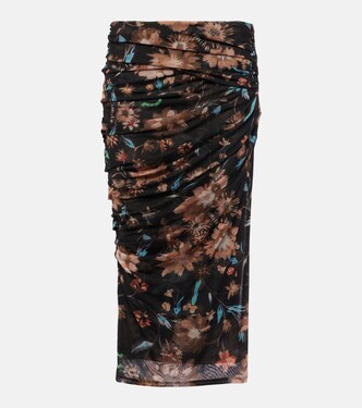 Sheer Flowers floral draped midi skirt | Dorothee Schumacher