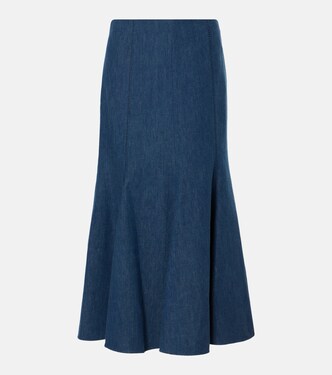Amy flared cotton and linen midi skirt | Gabriela Hearst