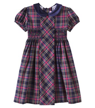 Arcadia shirred plaid cotton-blend dress | La Coqueta