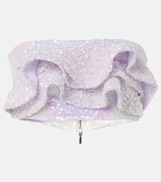 Together Wave ruffled sequined bandeau top | Maticevski