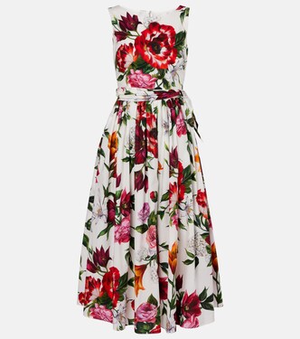 Robe midi en coton à fleurs | Dolce&Gabbana