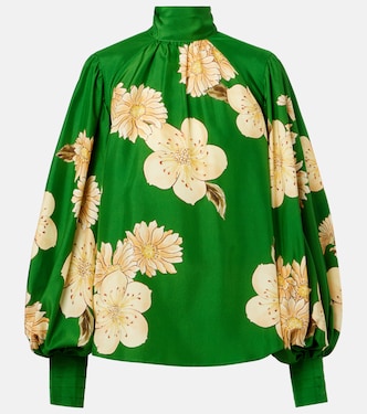 Sage floral silk blouse | Alémais