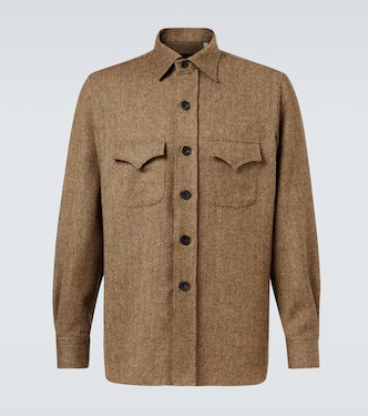 Herringbone wool Western shirt | Rubinacci
