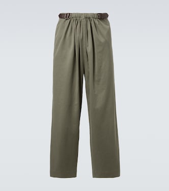 Belted cotton satin straight pants | Loewe