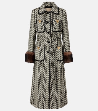 VGold shearling-trimmed wool-blend coat | Valentino