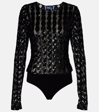 Sequined mesh and jersey bodysuit | Polo Ralph Lauren