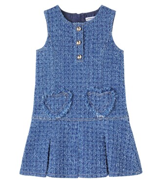 Pleated denim dress | Self-Portrait Kids