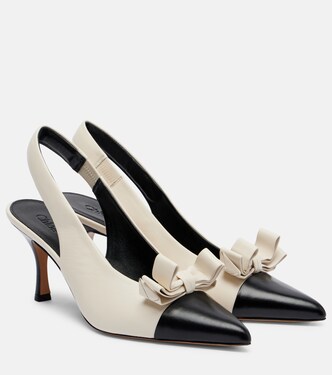 Alba 75 bow-detail leather slingback pumps | Chloé
