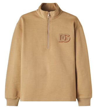 DG cotton jersey half-zip sweatshirt | Dolce&Gabbana Kids