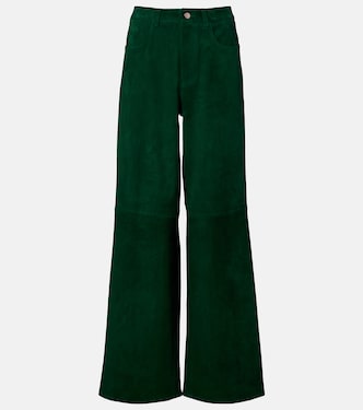 Weite High-Rise-Hose Mytheo aus Veloursleder | Stouls