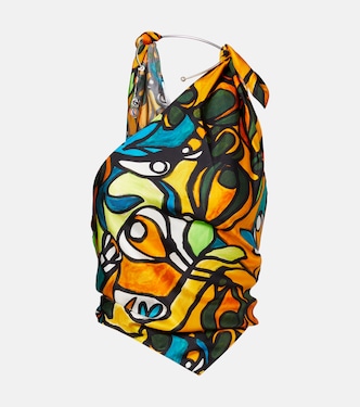 Printed draped silk top | Christopher Esber