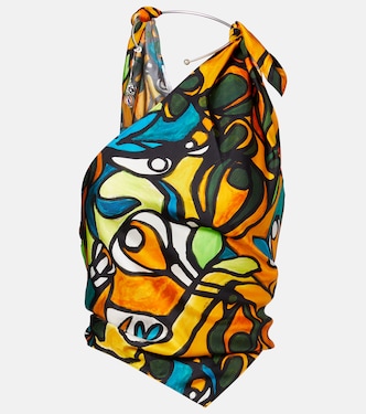 Printed draped silk top | Christopher Esber