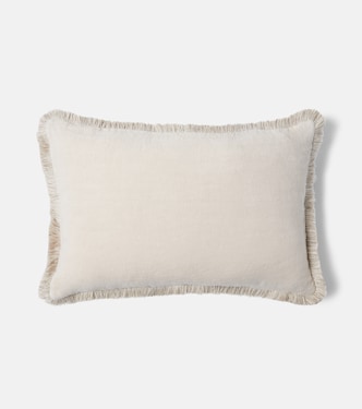 Fringed linen cushion | Once Milano