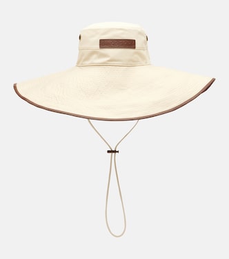 Leather-trimmed cotton-blend sun hat | Burberry
