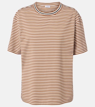 Striped oversized cotton jersey T-shirt | Brunello Cucinelli