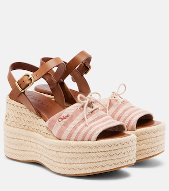 Striped canvas espadrille wedge sandals | Chloé