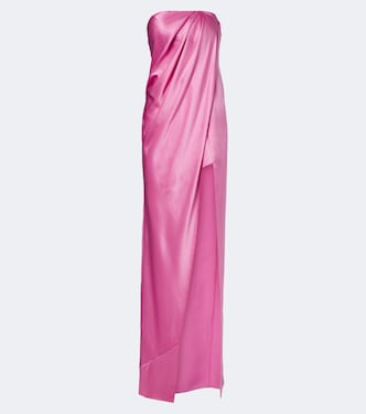 Draped strapless silk satin gown | The Sei