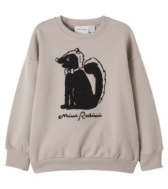 Teddy-trimmed cotton sweatshirt | Mini Rodini