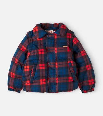 Chaqueta convertible acolchada de algodón a cuadros | Tinycottons