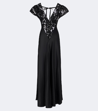 Lace-trimmed sequined silk satin gown | Rodarte