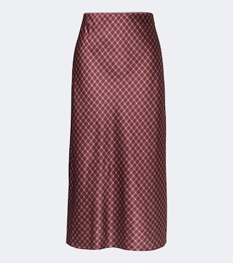 Plaid satin midi skirt | Vince