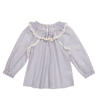 Aliane Gather Neck striped cotton blouse | Zimmermann Kids