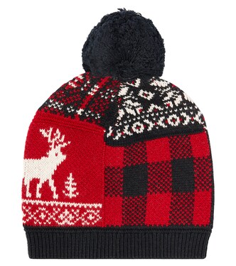 Patchwork wool and cotton-blend beanie | Polo Ralph Lauren Kids