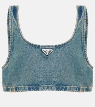 Top de denim con logo | Prada