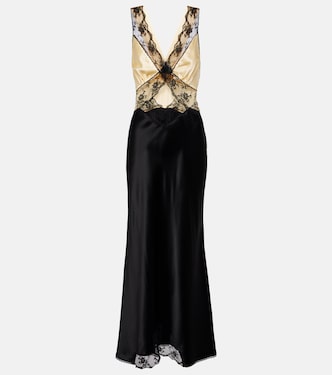 Aries lace-trimmed cutout silk maxi dress | SIR
