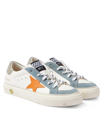 May suede-trimmed leather sneakers | Golden Goose Kids