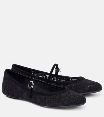 Ballerinas MJ aus Spitze mit Leder | Gianvito Rossi
