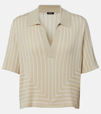 Striped cotton and silk polo shirt | Joseph