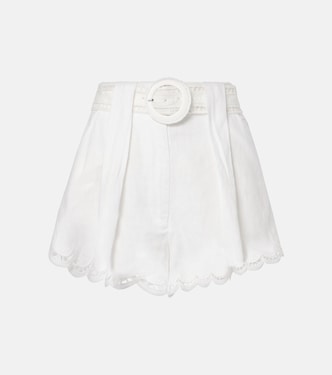 Broderie anglaise high-rise linen shorts | Farm Rio