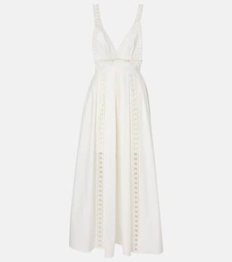 Robe midi brodée en coton mélangé | Elie Saab
