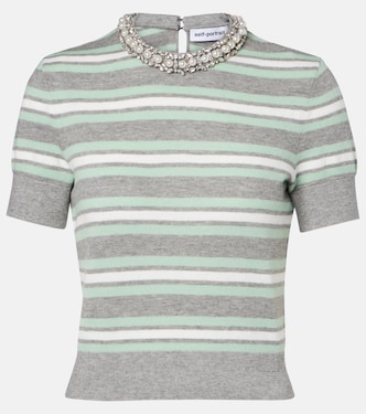 Striped wool, cotton, and cashmere sweater | Self-Portrait