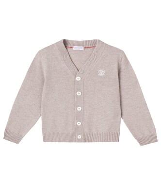 Embroidered cashmere cardigan | Brunello Cucinelli Kids