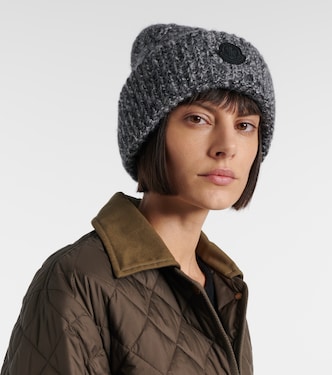 Embroidered alpaca-blend beanie in grey - Moncler | Mytheresa