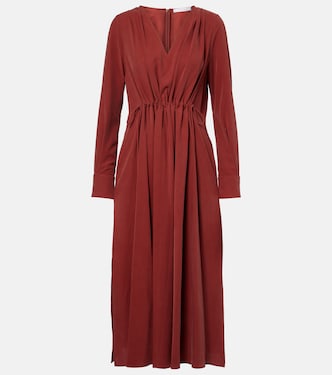 Full gathered silk canvas midi dress | Max Mara