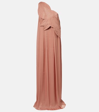 Amabel one-shoulder pleated gown | Costarellos
