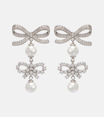 蝴蝶结细节缀饰人造珍珠耳环 | Self-Portrait