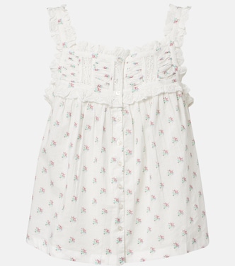 Fidella floral lace-trimmed cotton top | Dôen