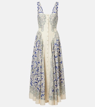 Printed linen-blend dress | Alémais