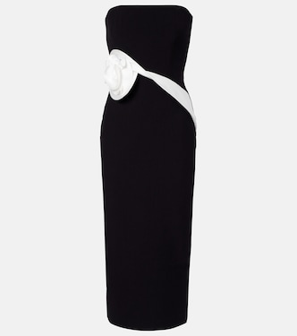 Floral-appliqué crêpe midi dress | Roland Mouret