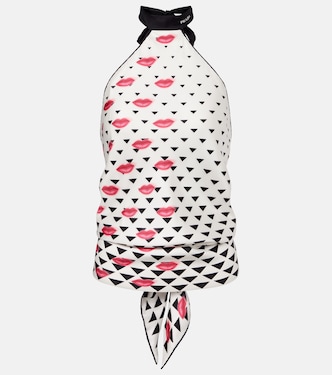 Top de sarga de seda estampado | Prada