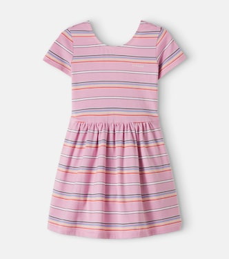 Logo striped cotton jersey dress | Versace Kids
