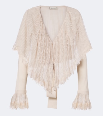 Lace-trimmed virgin wool cardigan | Blumarine