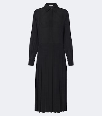 Chevron jacquard pleated silk midi dress | Fendi