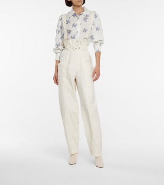 Ekla linen and cotton suspender pants in white - Isabel Marant