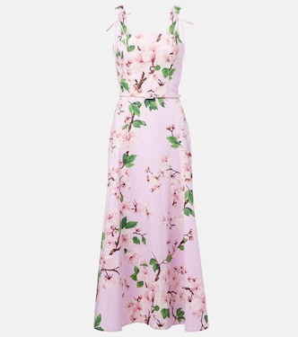 Vestido midi en mezcla de algodón floral | Oscar de la Renta